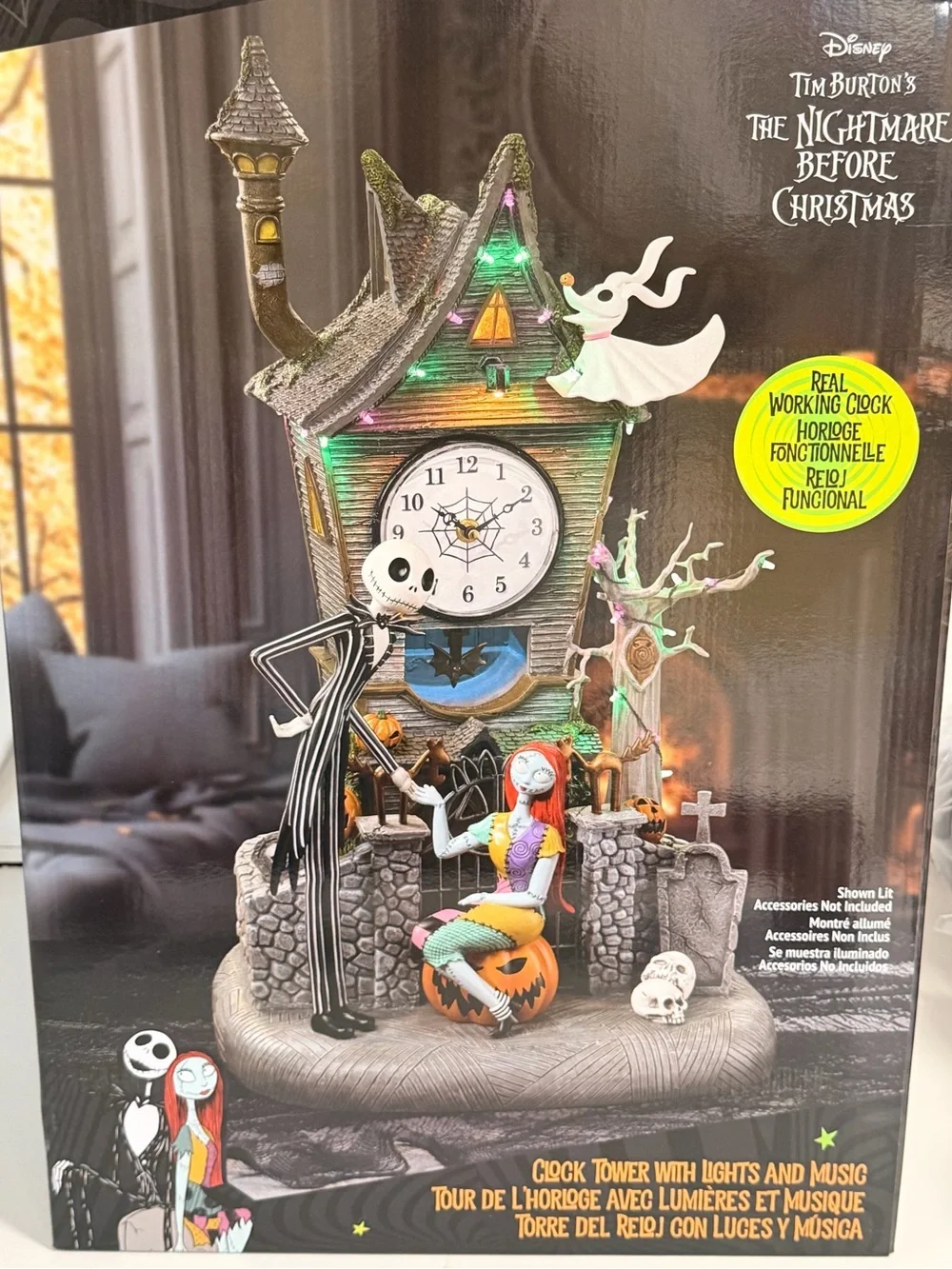 Disney The Nightmare Before Christmas Clock Tower Figurine with Lights